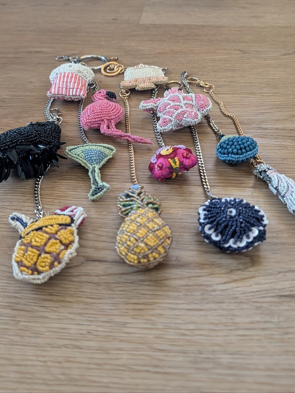 Hand Beaded 3D Bag Charms/ Keychains 12pc Lot - Picture 2 of 15